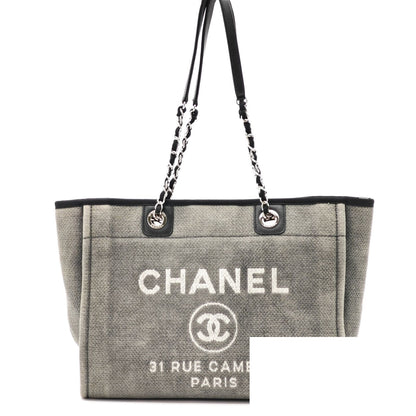 Chanel Deauville Chain Tote Shoulder Bag Flap Gray Denim — view 2