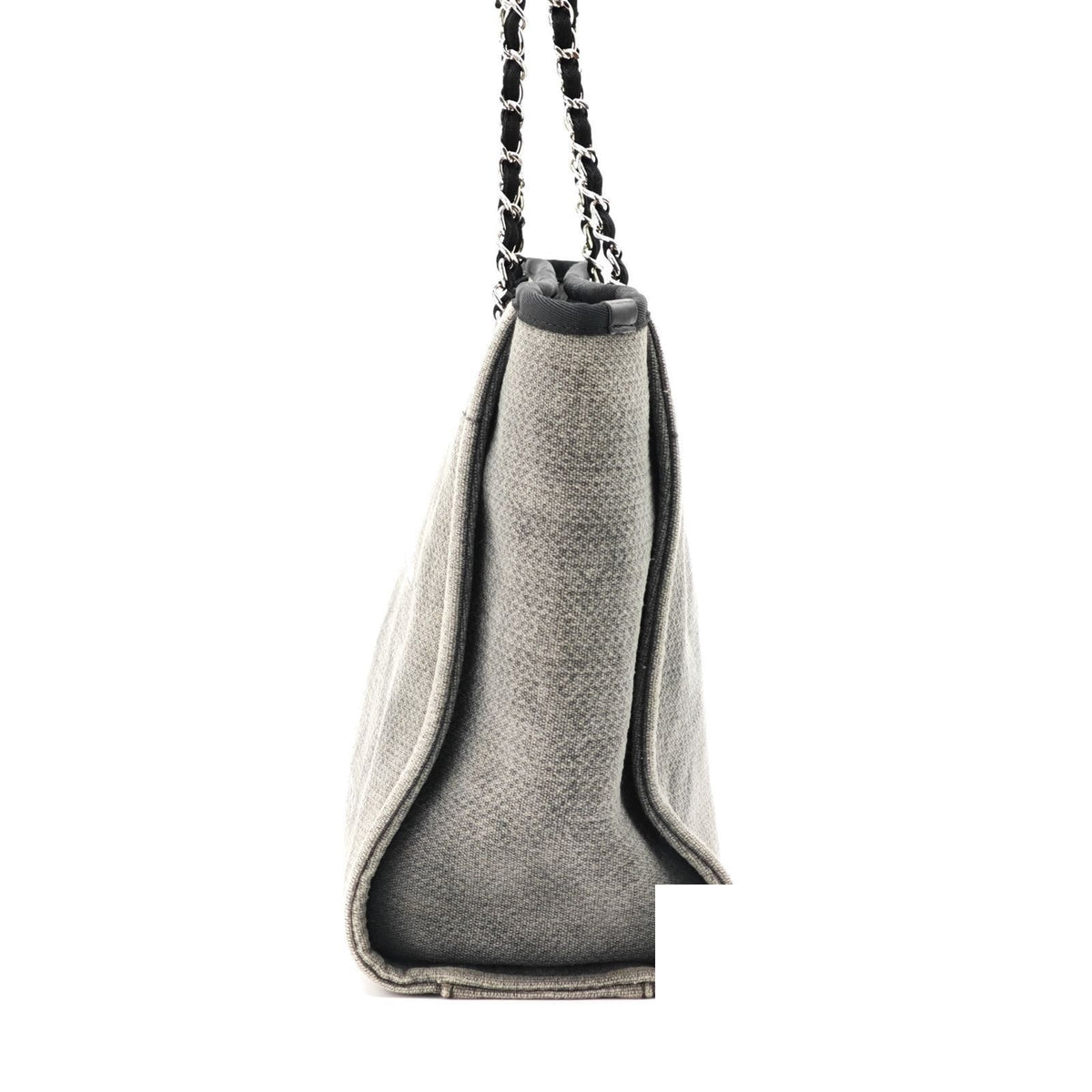 Chanel Deauville Chain Tote Shoulder Bag Flap Gray Denim — view 5