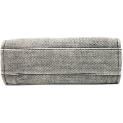 Chanel Deauville Chain Tote Shoulder Bag Flap Gray Denim — view 6