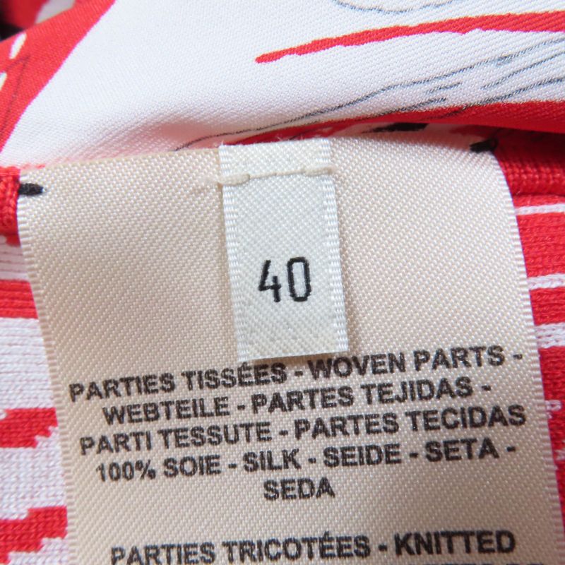 Hermes 23SS 3e2868d3 Jungle Rub 100% Silk Twill Raine Short Sleeve Knit Top Red