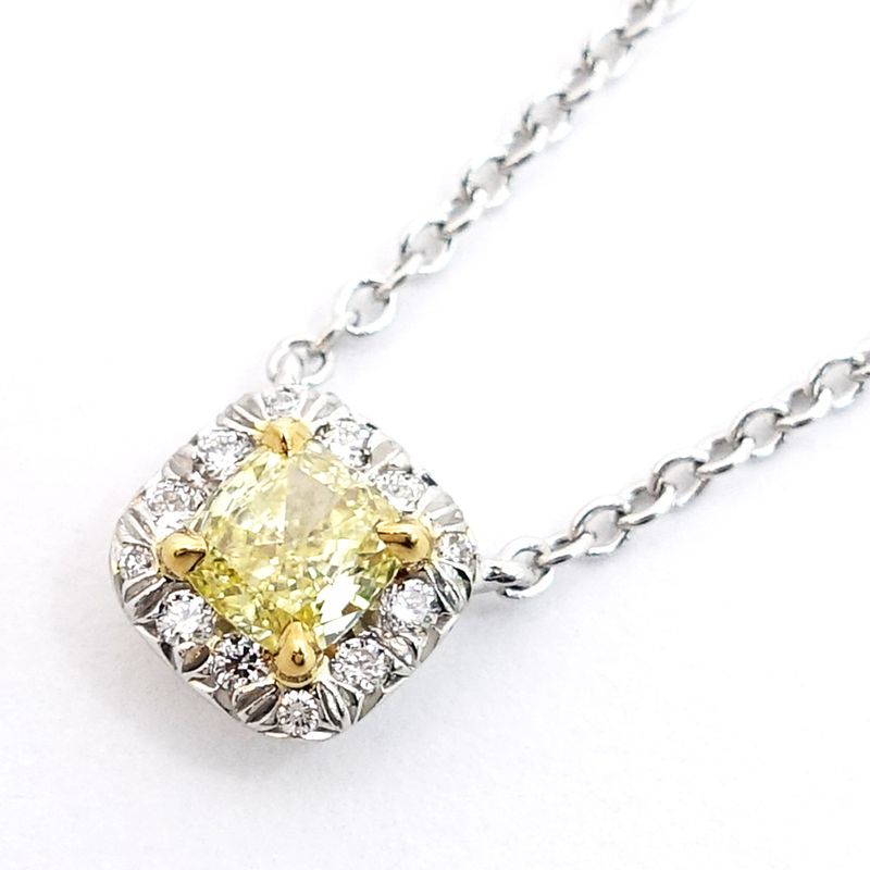 Tiffany & Co Pt950 18K Yellow Gold Soleste Yellow Diamond Necklace
