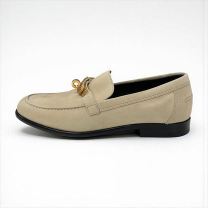 Hermes D'esting Loafers Leather Shoes Leather Beige Gold Kelly Hardware