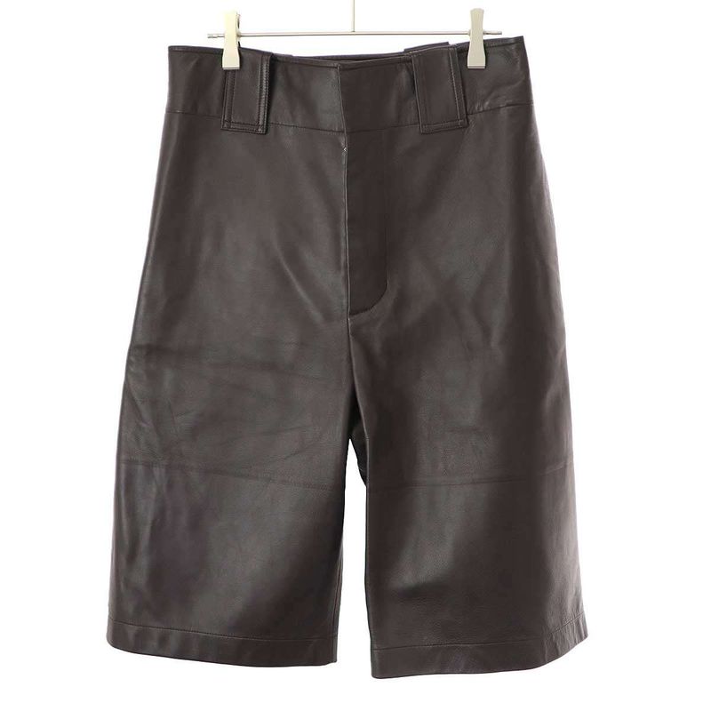 Bottega Veneta 21aw High Waist Lamb Leather Pants 669371 V17b0 Brown 38