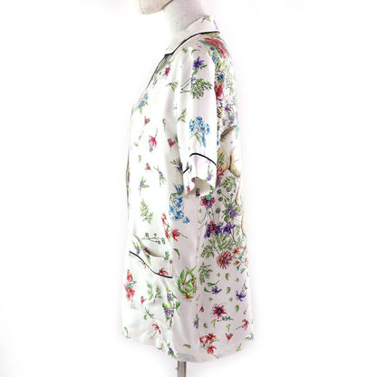 Christian DIOR 23AW 241v29a6845 100% Silk Floral Pattern Logo Button Short