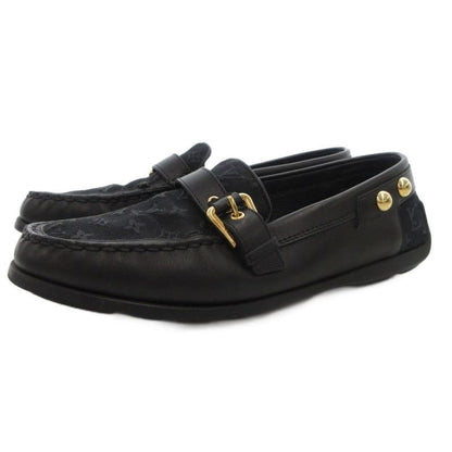 Louis Vuitton With Belt Strap Monogram Driving Shoes Loafers Leather Canvas