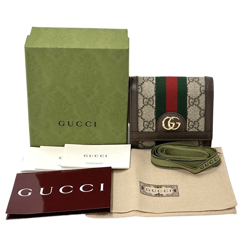 Gucci Wallet Women's Men's Brand Bifold Wallet Leather GG Supreme Ophidia