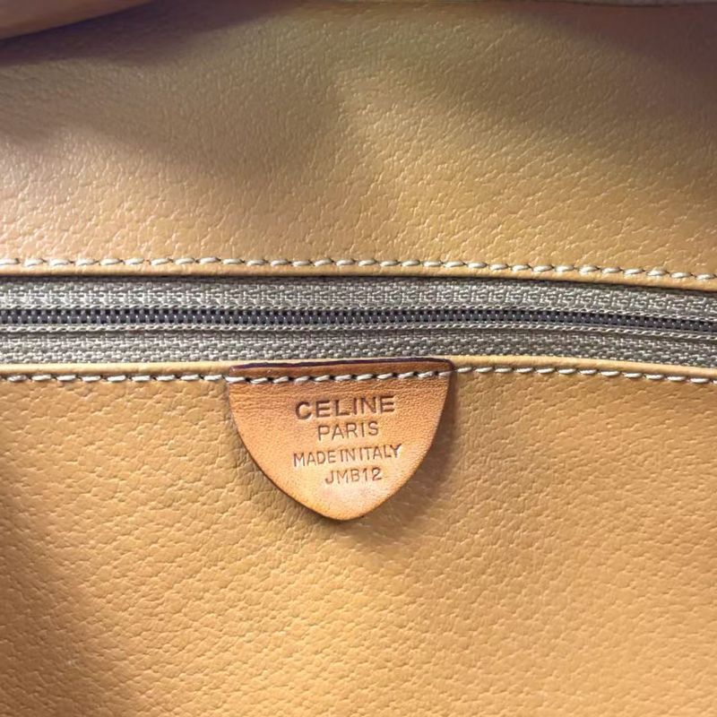 Celine Macadam Leather X PVC Brown Shoulder Bag Gold