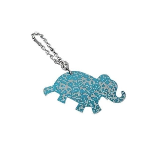 Hermes Bag Charm Light Blue Gray Leather Elephant