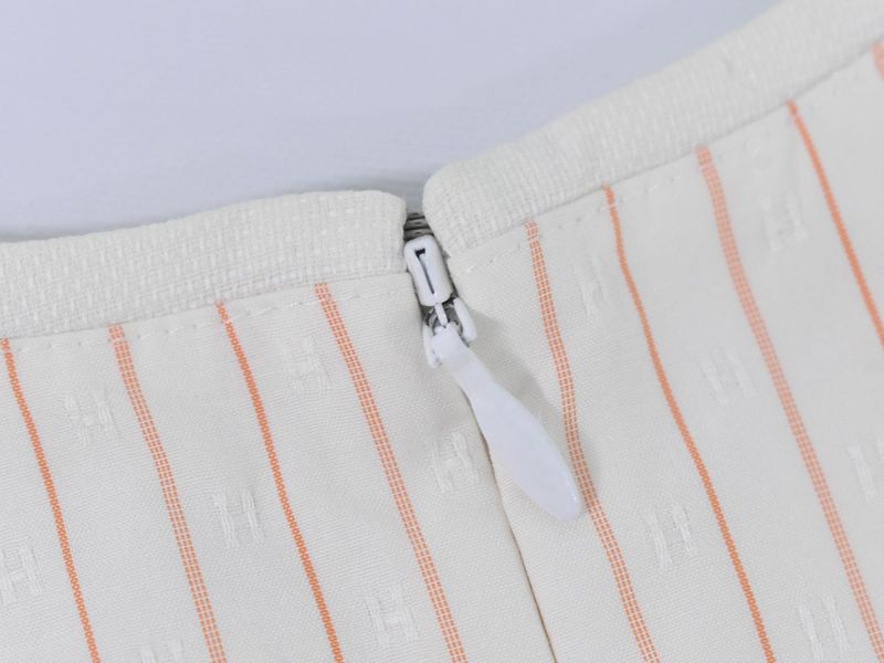 Authentic Hermes Striped Blouse Shirt Sleeveless Top 34 Cotton Ivory Orange