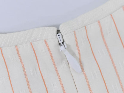 Authentic Hermes Striped Blouse Shirt Sleeveless Top 34 Cotton Ivory Orange