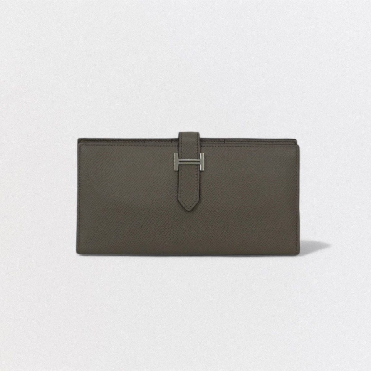 Hermes Bearn Souffle Wallet Etain Gray Silver Veau Epsom