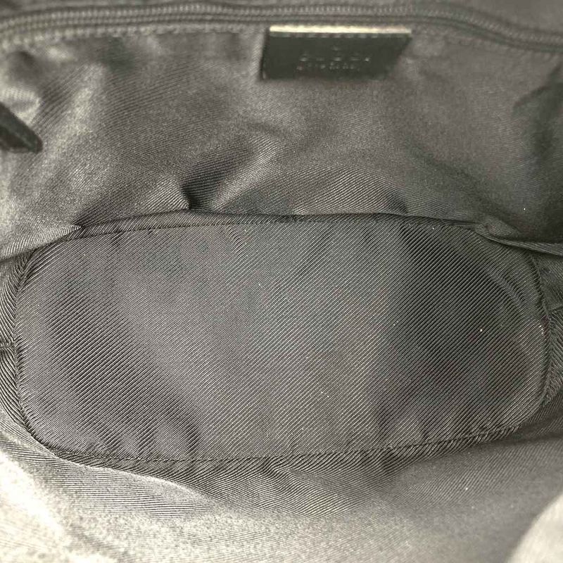 Gucci 001 4204 Shoulder Bag Handbag Black GG Canvas/leather Ladies Men Fashion