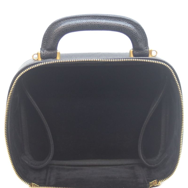 Chanel No 5 Black Caviar Skin Ghardware 2WAY Vanity Shoulder Bag Vanity Bag