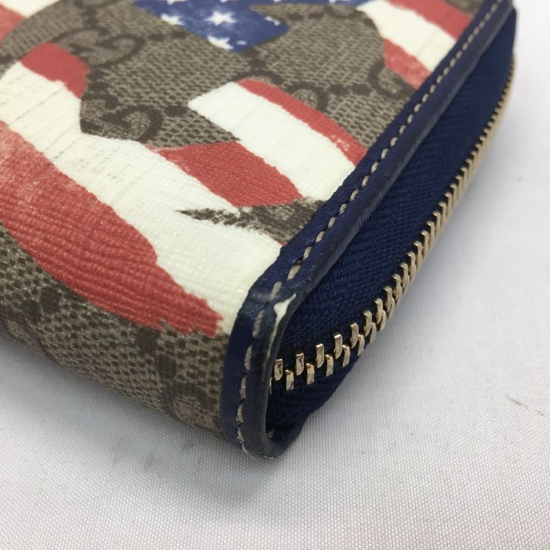 Gucci Unisex Long Wallet Round Zipper GG Supreme American Flag 304196