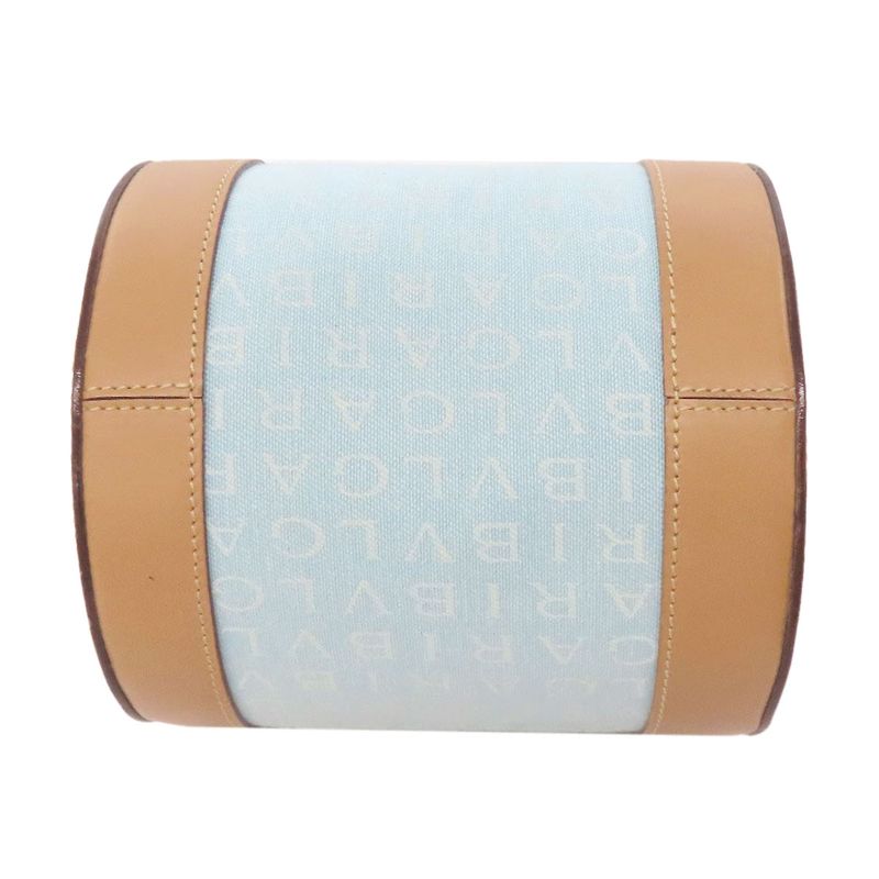 Bvlgari Bulgari Drum Bag Logomania Handbag Canvas Leather Women