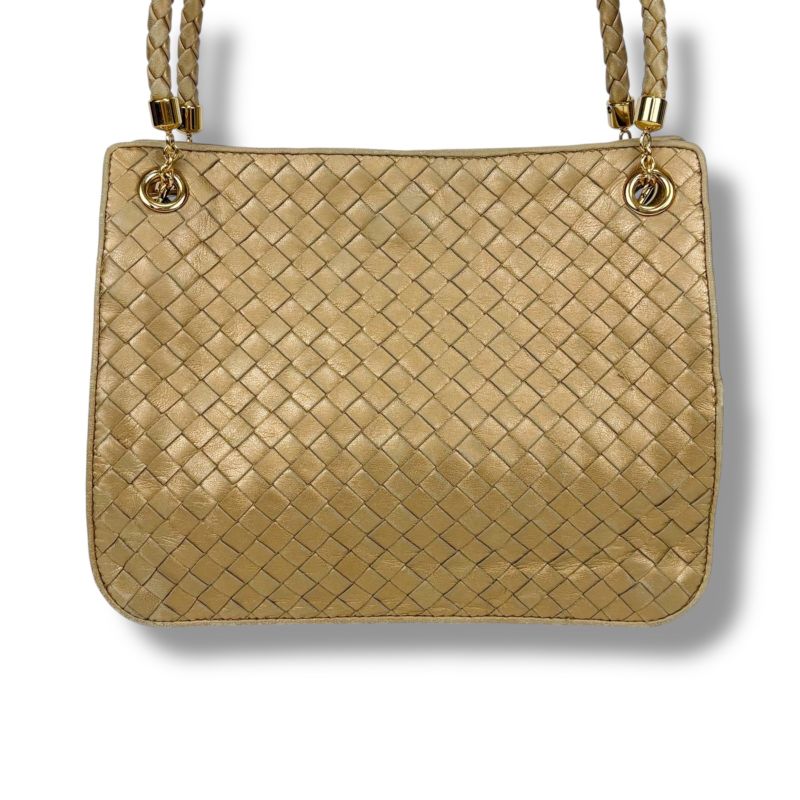Bottega Veneta Shoulder Bag Shoulder Bag Gold Intrecciato Leather Semi Shoulder