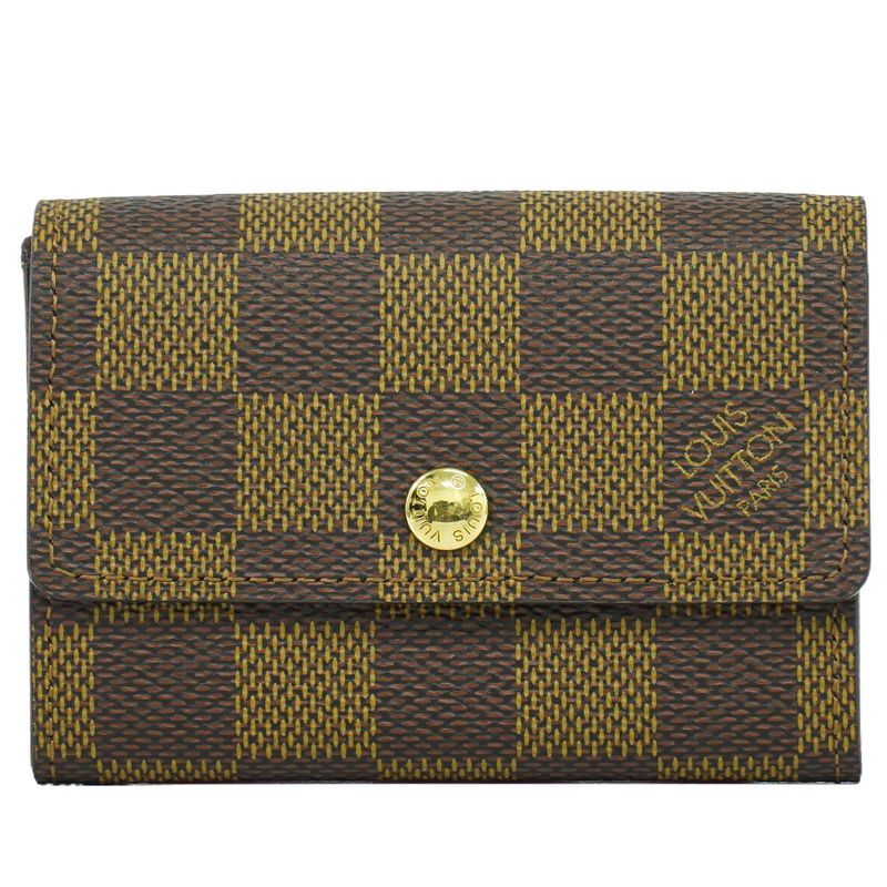 Authentic Louis Vuitton LV Porte Monnaie Pla Damier Ebène Coin Case Coin Case