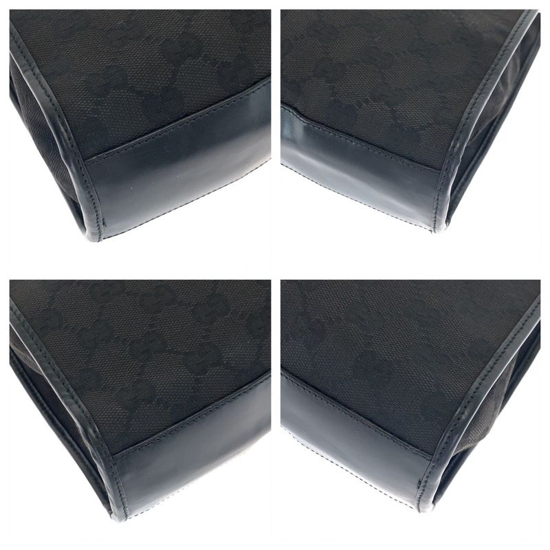 Gucci Jackie Black Silver Hardware GG Canvas 002 1065 Tote Bag Handbag Women