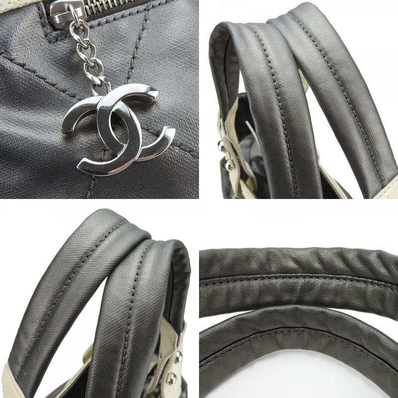 Chanel Tote Bag Paris Biarritz GM Coated Canvas Silver Ivory Silver Hardware
