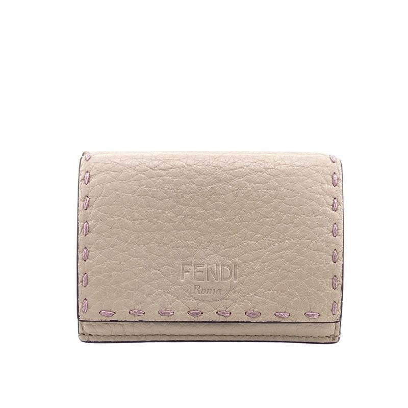 Fendi Compact Wallet Trifold Beige