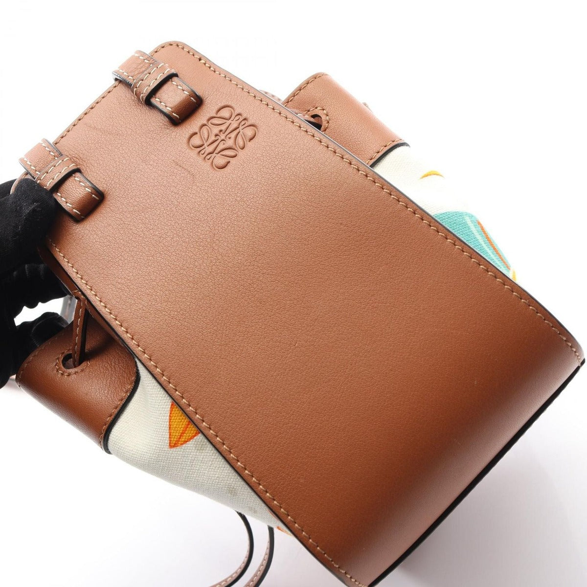 Loewe Handbag Hammock Draw St Sling Bag Mini Floral Brown White Multi Leather — view 6