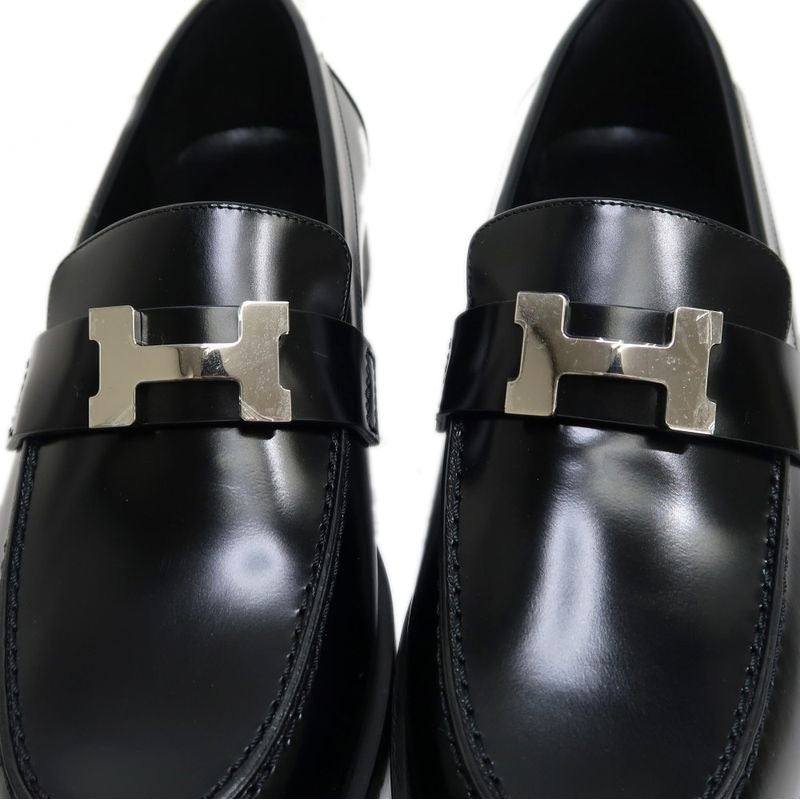 Hermes Moccasins Faubourg Size 37 1 2 Black Silver Hardware Leather — view 8