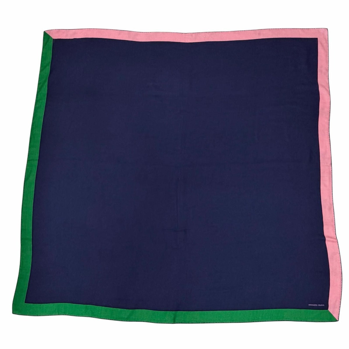 Hermes Carre 140 Geant Encadre Cashmere Silk Scarf Shawl Dark Navy Multi