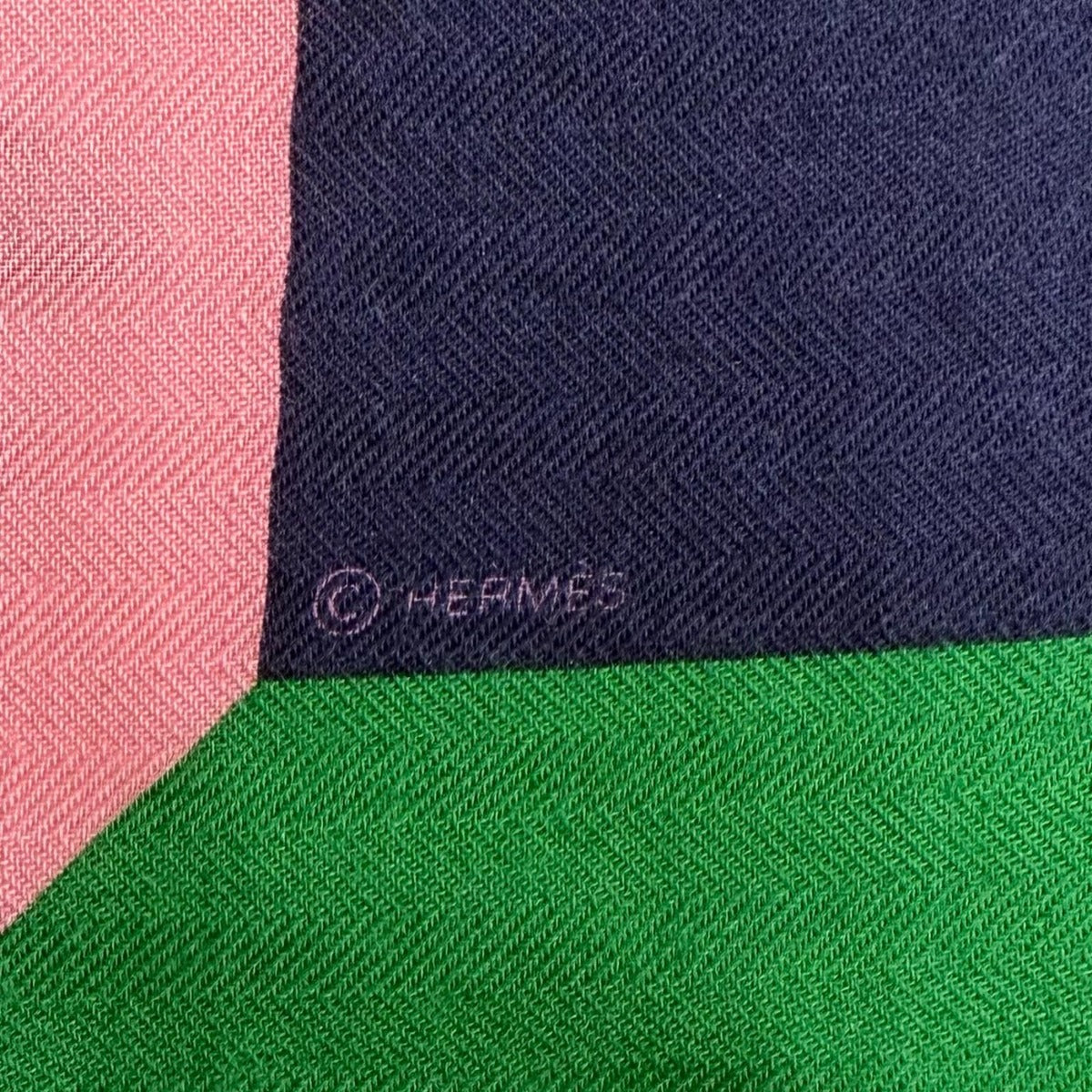 Hermes Carre 140 Geant Encadre Cashmere Silk Scarf Shawl Dark Navy Multi — view 7