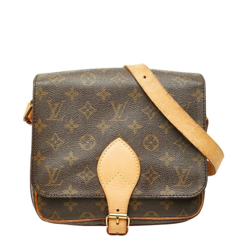 Louis Vuitton Monogram Cartouchiere MM Crossbody Shoulder Bag Brown Leather