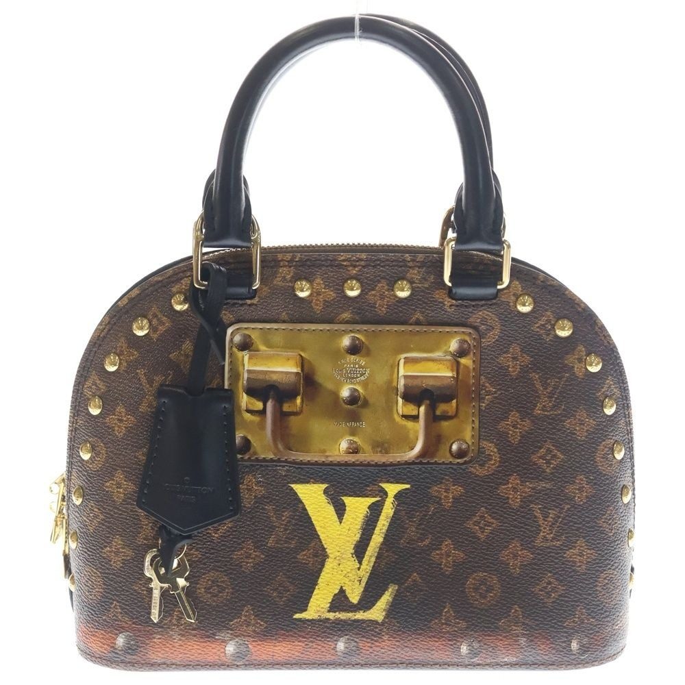 Louis Vuitton Monogram Trompe L'oeil Alma BB Leather Shoulder Bag Gold Brown