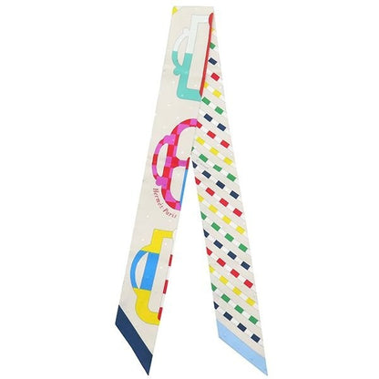 Hermes Scarf Twillye Silk Cles Blue Rouge