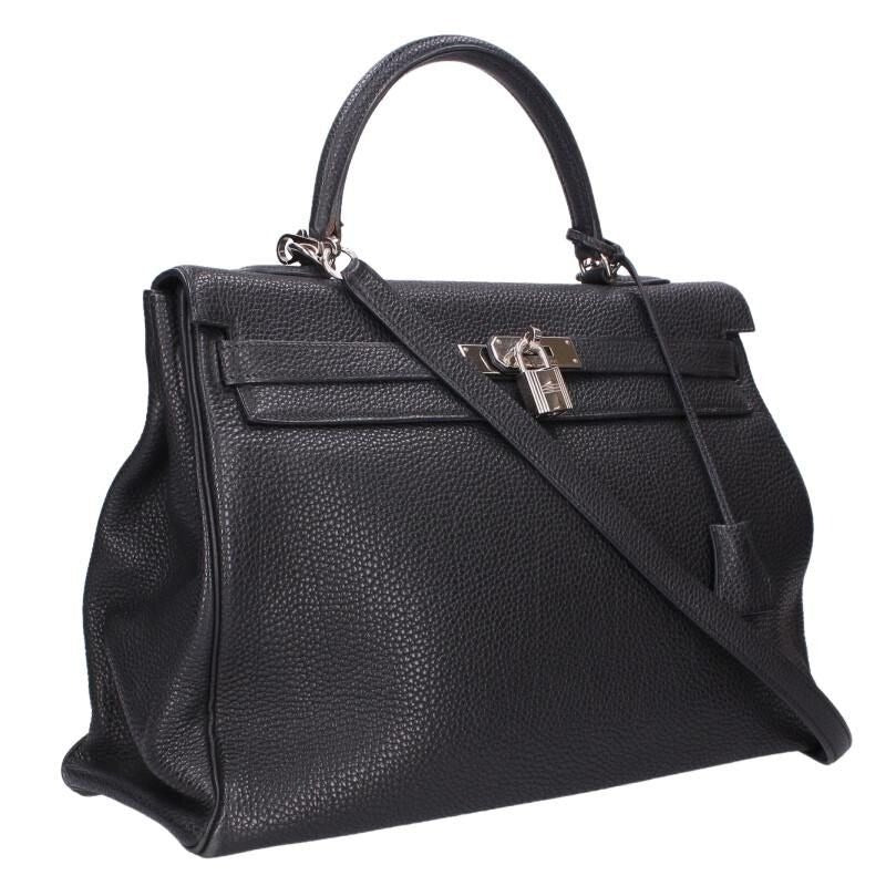 Hermes Kelly 35 Togo Leather 2-Way Handbag Black
