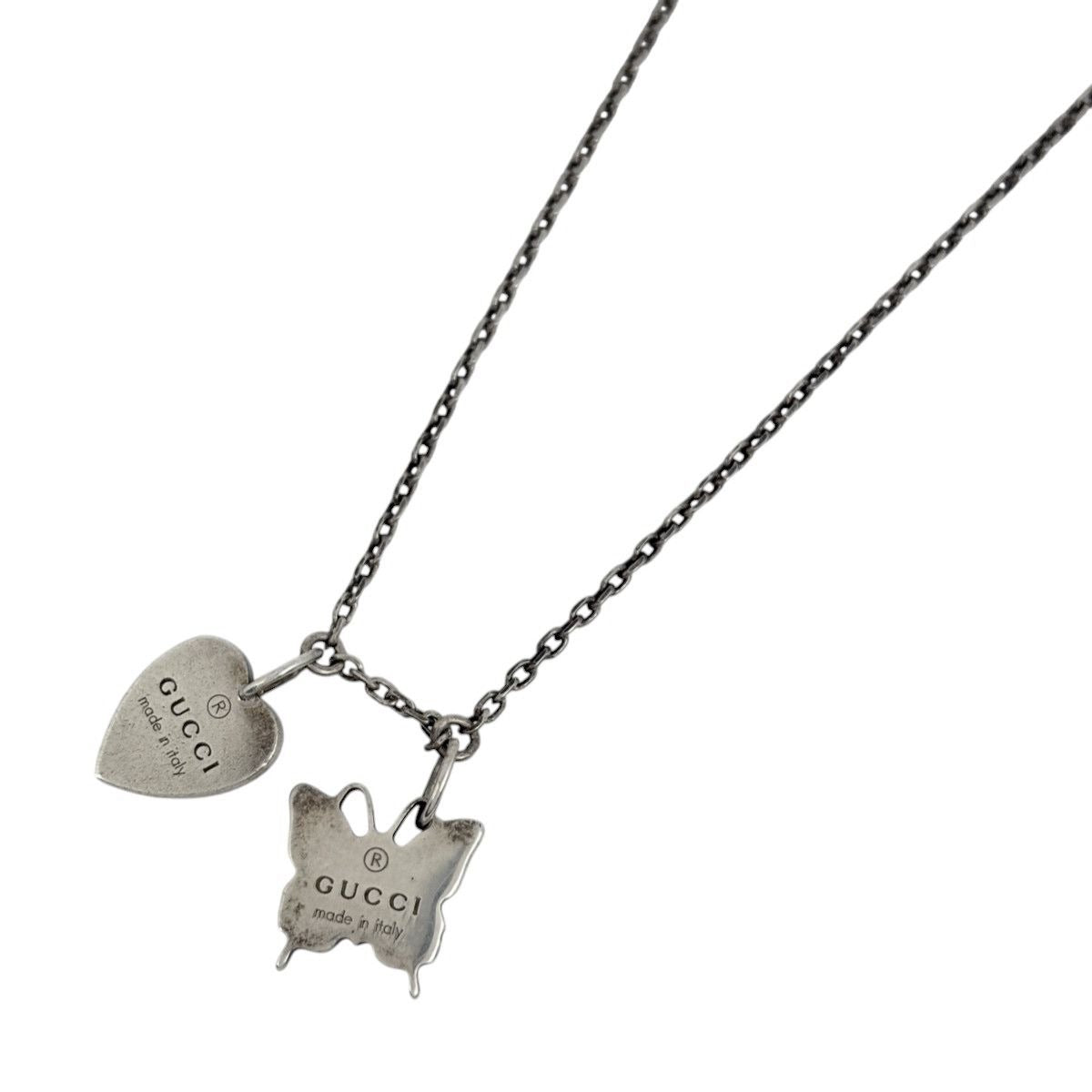 Gucci Logo Necklace Heart Butterfly Silver
