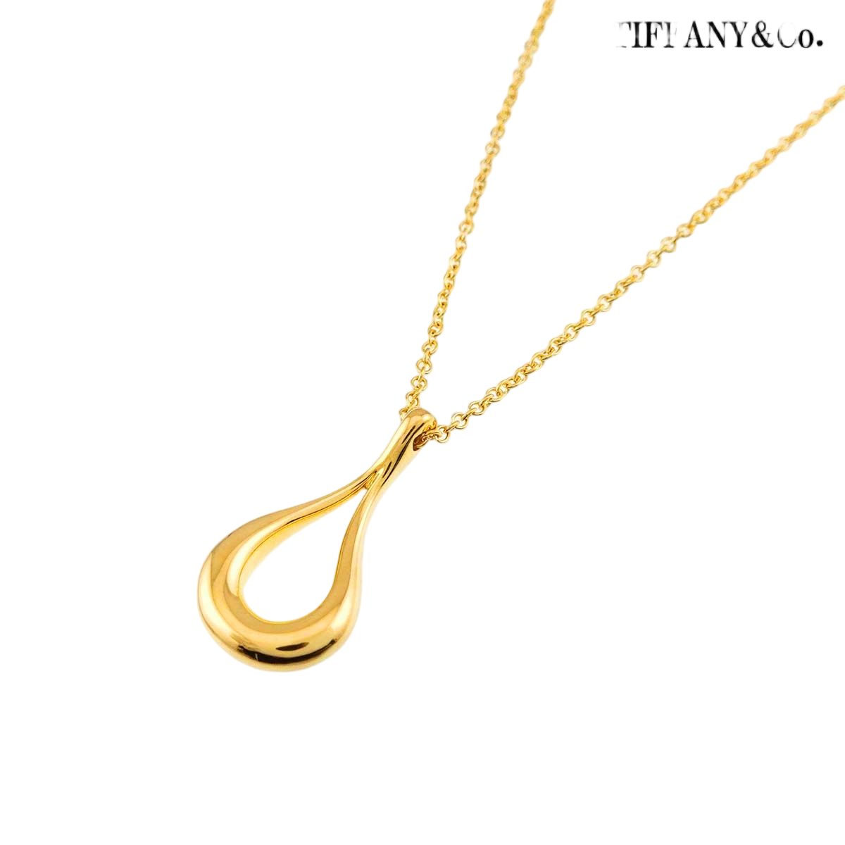 Tiffany & Co Open Teardrop Necklace 40 cm 18k YG Yellow Gold