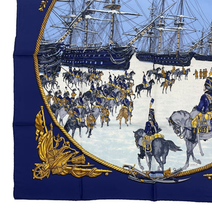 Hermes Scarf Silk Carre 90 Marine ET Cavalerie Sea and Cavalry Navy — view 5