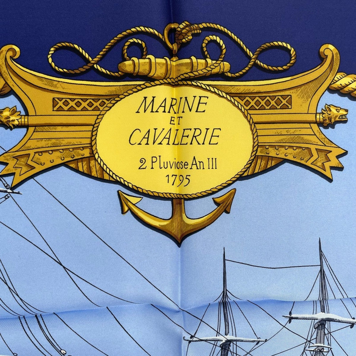 Hermes Scarf Silk Carre 90 Marine ET Cavalerie Sea and Cavalry Navy — view 7