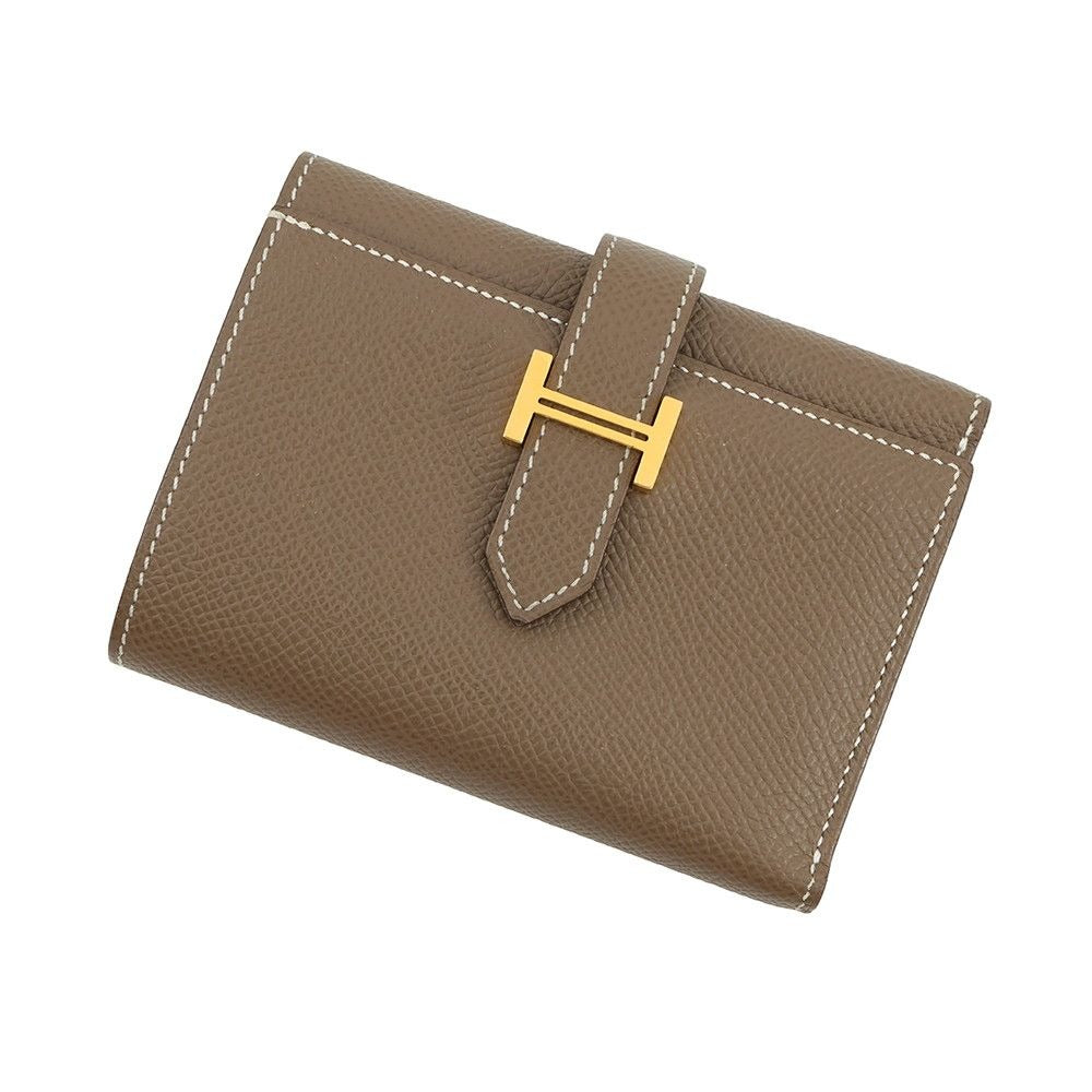 Hermes Trifold Wallet Bearn Combination Etoupe Gold Epsom