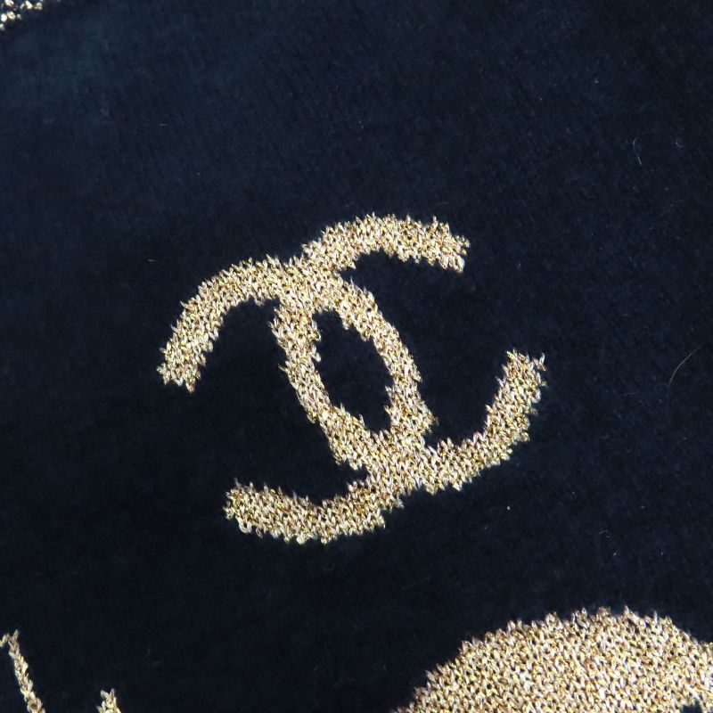 CHANEL P61656k47200 Cashmere Polyester Coco Mark Scarab Button Back Embroidered