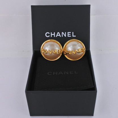 Chanel Gold Plated And Faux Pearl Ladies 22.6g Earrings