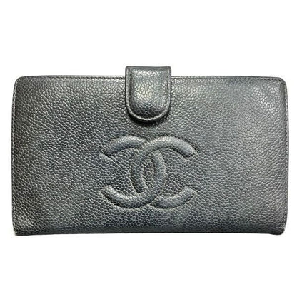 Chanel Caviar Leather Bifold Wallet Clasp Noir Black