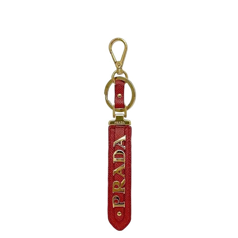 Prada Logo Key Ring Red Saffiano 1 Pp067 Leather