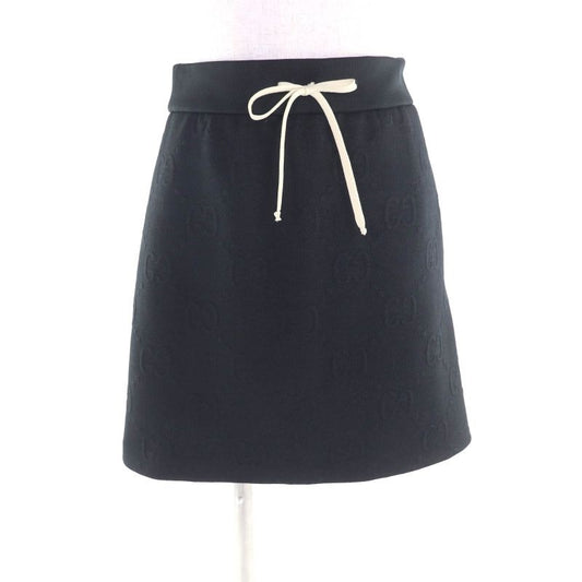 Gucci 22 AW Polyester GG Pattern Jersey Jacquard Skirt Bottoms Black XS