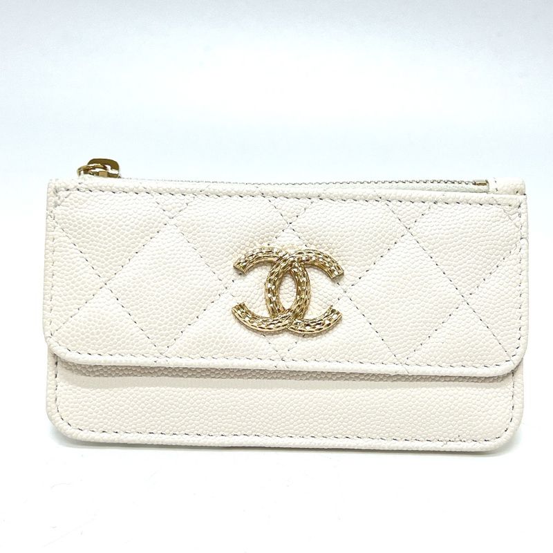 Chanel Long Wallet Coco Mark Caviar Skin White