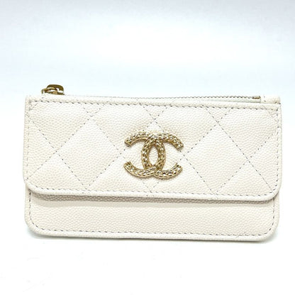 Chanel Long Wallet Coco Mark Caviar Skin White