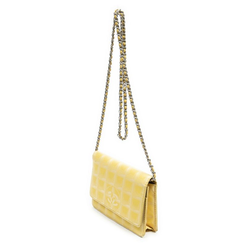 Chanel New Travel Line Wallet On Chain Yellow Travel Line Nylon Canvas A