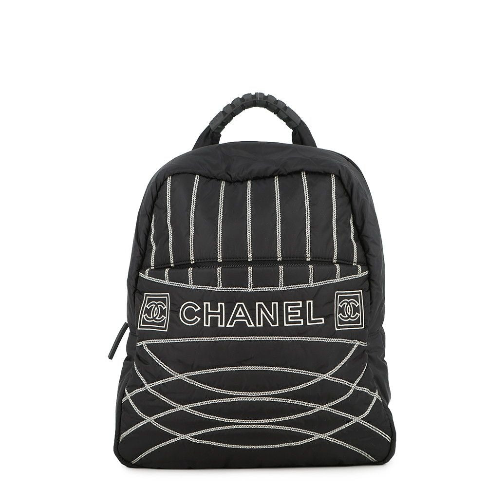 Chanel Backpack Sports Logo CC Nylon Black