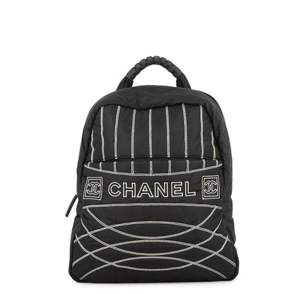 Chanel Backpack Sports Logo CC Nylon Black