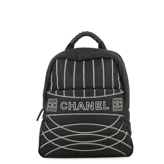 Chanel Backpack Sports Logo CC Nylon Black