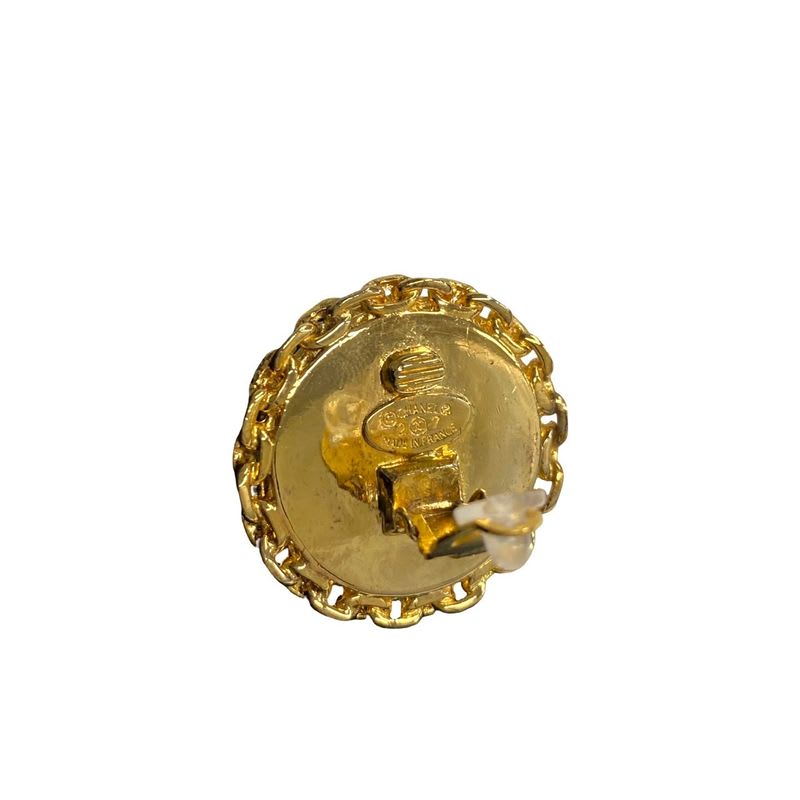 Chanel Vintage Coco Mark Chain Motif Earrings Accessory Women's