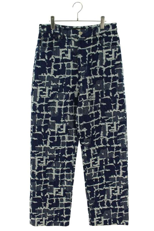 Fendi 24SS Flp345ar9n Blue FF Denim Pants Men's 32